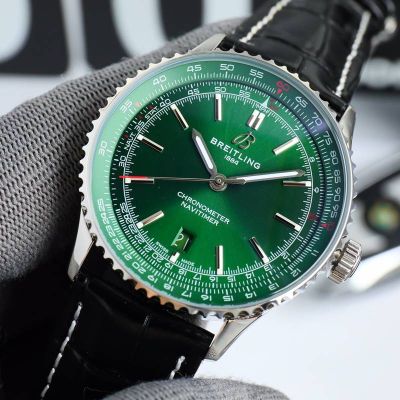TW Factory Breitling 41MM 2824 Movement Cowhide Leather Strap Blue Green Watch